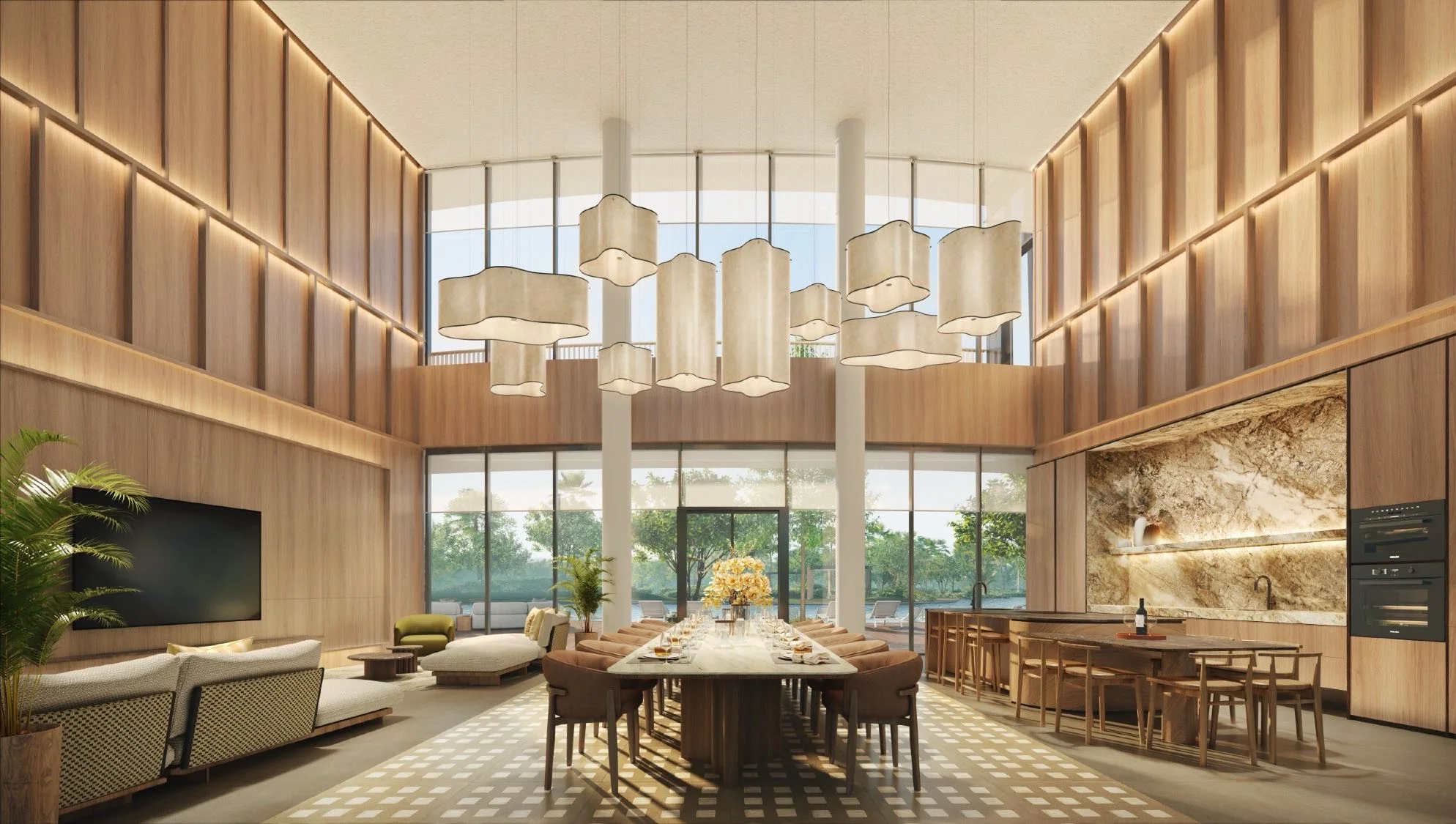 Artist’s impression of the Grand Function Room prepared for a gathering